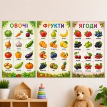 Набір плакатів Овочі, фрукти та ягоди 3 шт