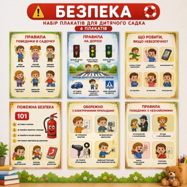 Комплект плакатів Безпека в садочку 6 шт