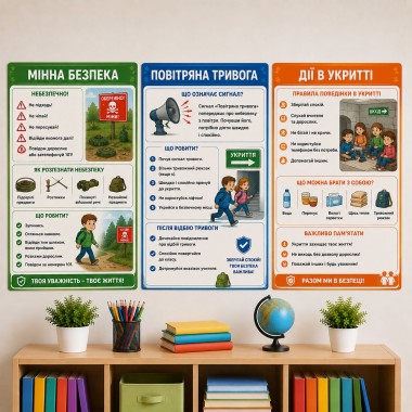 Комплект плакатів Безпека під час війни 3 шт