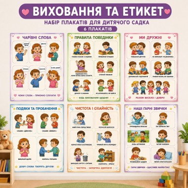 Комплект плакатів Виховання та етикет 6 шт