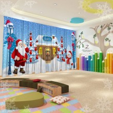 Штори для дитячого садка Сніговик та Санта