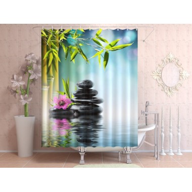 Шторка у ванну Бамбук та орхідеї 2